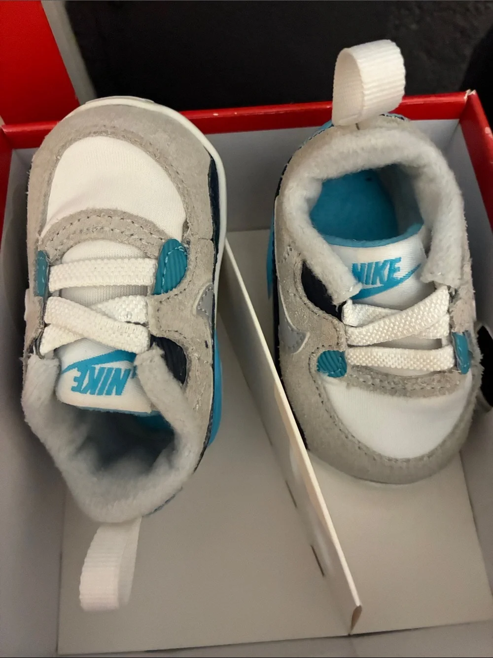 Nike Baby White & Teal Crib Sneakers